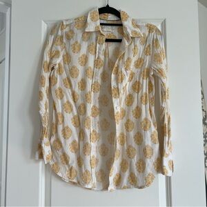 Floral Yellow Button-Up J. Crew Shirt